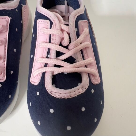 Carter's Girl's Paow Navy Pink Polkadot Athletic Lace Up Sneaker Sneaker Size 7 - Picture 4 of 8